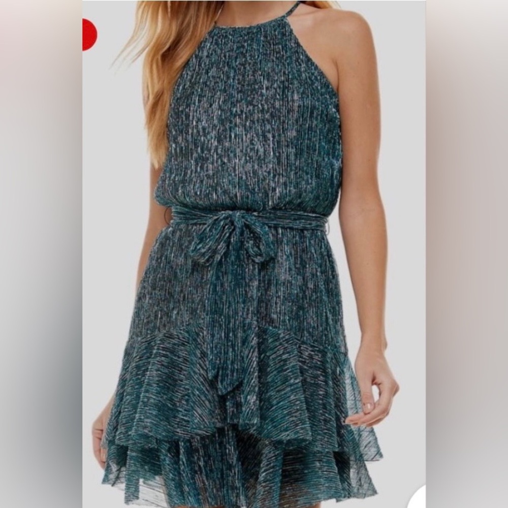 Junior’s Metallic Sleeveless Tiered Mini Dress. Never Been Worn. Size Large $9